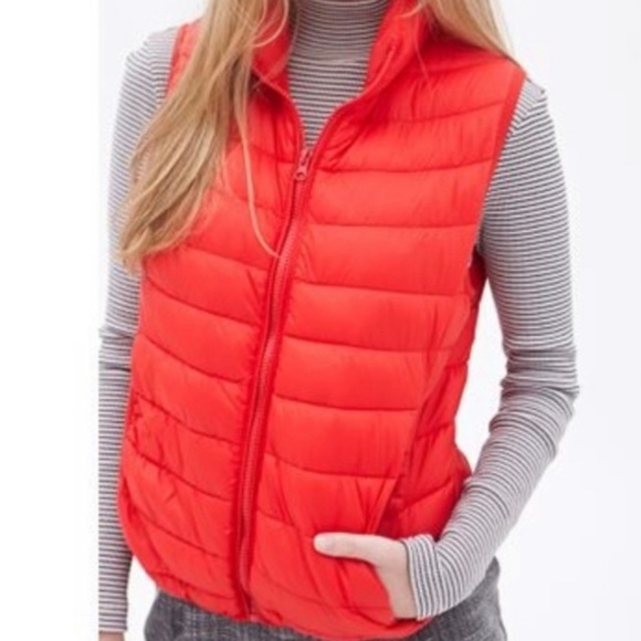 Forever 21 Jackets & Blazers - Red Zip Up Puffer Vest